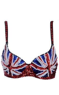 Beads Trims Uk Flag Push Up Bra Top